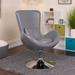 Inbox Zero Marilo LeatherSoft Swivel Side Reception Chair w/ Bowed Seat - Guest Seating Metal in Gray | 38 H x 30 W x 30 D in | Wayfair