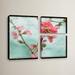 Red Barrel Studio® Quince Blossom 3 Piece Photographic Print on Wrapped Canvas Set Canvas in Blue/Green/Pink | 36 H x 48 W x 2 D in | Wayfair