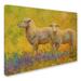 Red Barrel Studio® 'Warm Glow Sheep Pair' Print on Wrapped Canvas in Green/Yellow | 18 H x 24 W x 2 D in | Wayfair RBRS1410 39245403