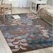 Blue/Brown 87 x 0.5 in Area Rug - Red Barrel Studio® Brittni Floral Handmade Tufted Aqua Blue/Mocca/Off-White/Teal Green Area Rug Polyester | Wayfair