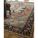 Blue/Brown 108 x 0.25 in Area Rug - EXQUISITE RUGS Antique Weave Serapi Oriental Hand-Knotted Rust/Blue/Navy Area Rug Wool | Wayfair 9971-9'X12'