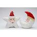 Cosmos Gifts Santa Star & Moon 2-Piece Salt & Pepper Shaker Set Ceramic in Red/White | 4 H x 3.75 W x 1.375 D in | Wayfair 56530