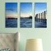 Stupell Industries Sand Dune Fence at Sundown 3 Peace Photographic Print Wall Plaque Set Paper in Blue | 17 H x 31 W x 0.5 D in | Wayfair