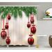 The Holiday Aisle® Christmas Red Balls Ribbons Single Shower Curtain Polyester in White | 75 H x 69 W in | Wayfair THLA2022 39393986