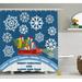 The Holiday Aisle® Christmas Truck w/ Big Boxes Tree Single Shower Curtain Polyester | 70 H x 69 W in | Wayfair THLA7100 40425294