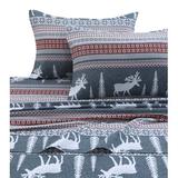 The Holiday Aisle® Winter Reindeer 170-GSM Printed Flannel Extra Deep Pocket Sheet Set 100% Cotton | 102 H x 66 W in | Wayfair THLY1629 44156806