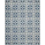 Blue/Navy 144 x 0.5 in Area Rug - Bungalow Rose Geometric Handmade Tufted Wool Navy Blue/Ivory Area Rug Wool | 144 W x 0.5 D in | Wayfair