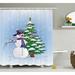 The Holiday Aisle® Christmas Snowman & Tree Single Shower Curtain Polyester | 84 H x 69 W in | Wayfair THLA2012 39393957