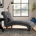 Three Posts™ Huskins Tufted Armless Chaise Lounge Wood/Velvet in Gray | 36.25 H x 28 W x 68 D in | Wayfair TRPT4235 42855217