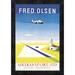 Global Gallery 'Fred. Olsen Airtransport Ltd. Oslo - Norway' Framed Vintage Advertisement Canvas in Blue/Yellow | 20 H x 14 W x 1.5 D in | Wayfair