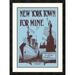 Global Gallery 'New York Town for Mine' by S.T. Framed Vintage Advertisement Paper in Blue/Brown | 30 H x 22 W x 1.5 D in | Wayfair