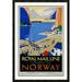 Global Gallery 'Royal Mail Cruises/Norway' by Daphne Padden Framed Vintage Advertisement Paper in Blue/Green | 42 H x 29.062 W x 1.5 D in | Wayfair