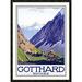 Global Gallery 'Gotthard/Schweiz' by Emil Cardinaux Framed Vintage Advertisement Canvas in Brown/Green/Indigo | 42 H x 31.22 W x 1.5 D in | Wayfair