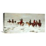 Global Gallery 'Lost in a Snowstorm We Are Friends' by Charles M. Russell Painting Print on Wrapped Canvas Canvas | 12 H x 24 W x 1.5 D in | Wayfair
