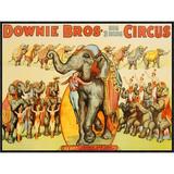 Global Gallery Downie Bros. Big 3 Ring Circus, 1935 Framed Vintage Advertisement on Canvas Metal in Gray/Red/Yellow | 24 H x 32 W x 1.5 D in | Wayfair