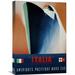 Global Gallery 'Italia' by Giovanni Patrone Vintage Advertisement on Wrapped Canvas in Blue/Orange/Red | 22 H x 15.66 W x 1.5 D in | Wayfair