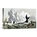 Global Gallery 'Capturing the Whale' by Currier & Ives Painting Print on Wrapped Canvas in Black/Gray/Green | 13.99 H x 22 W x 1.5 D in | Wayfair