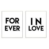 Stupell Industries for EVER in LOVE Typography 2pc Wall Plaque Art Set Wood in Black/Brown/White | 15 H x 10 W x 0.5 D in | Wayfair