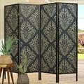 World Menagerie Elayna 4 Panel Room Divider Wood in Black/Brown | 70.25 H x 69.5 W x 0.75 D in | Wayfair WLDM8329 40207276