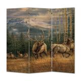 House & Homebody Co. Back Country Elk 3 Panel Room Divider Wood in Brown | 68 H x 68 W x 1 D in | Wayfair RS-BCE-6868