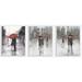 Stupell Industries "Rain in the City Couple w/ Red Umbrella" 3 Piece Oil Painting Print Set on Wood Canvas | 30 H x 15 W in | Wayfair