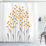 Winston Porter Ronetta Hand Drawn Yellow Daisies Like Flowers w/ Black Lines & Leaves Print Single Shower Curtain Polyester | 75 H x 69 W in | Wayfair