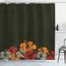 Winston Porter Knapp Abstract Wooden Backdrop w/ Hawaiian Romantic Flowers Buds Blooms Leaves Single Shower Curtain Polyester | Wayfair