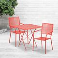 Flash Furniture Oia 28" Square Indoor-Outdoor Folding Patio Table Set w/ 2 Square Back Chairs Metal in Red | Wayfair CO-28SQF-02CHR2-RED-GG