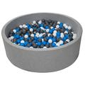Soft Jersey Baby Kids Children Ball Pit with 900 Balls, Gift, Diameter 125 cm (Balls Colours: White, Blue, Grey)