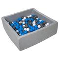 Soft Jersey Baby Kids Children Ball Pit with 300 Balls, Gift, 90x90 cm (Balls Colours: White, Blue, Grey)