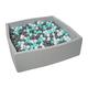 Soft Jersey Baby Kids Children Ball Pit with 1200 Balls, Gift, 120x120 cm (Balls Colours: White, Grey, Turquoise)