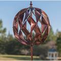 Plow & Hearth Harlequin Ball Garden Wind Spinner Rotator Metal in Red | 75 H x 19 W x 19 D in | Wayfair 54472 COP