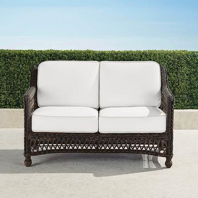 Hampton Loveseat in Black Walnut Wicker - Standard, Brick - Frontgate