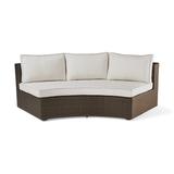 Pasadena II Seating Replacement Cushions - Ottoman, Solid, Indigo with Canvas Piping Round Ottoman, Standard - Frontgate