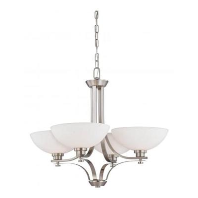 Nuvo Lighting 35014 - 4 Light Brushed Nickel Frosted Glass Shades Chandelier Light Fixture (Bentley - 4 Light Chandelier w/ Frosted Glass)