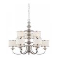 Nuvo Lighting 64739 - 9 Light Brushed Nickel White Pleated Fabric Shades Chandelier Light Fixture (Candice - 9 Light Chandelier w/ Pleated White Shades)