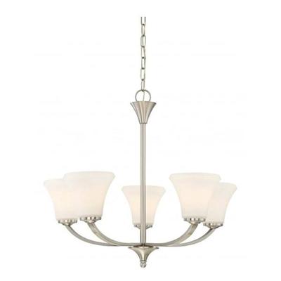 Nuvo Lighting 46205 - 5 Light Brushed Nickel Frosted Glass Shades Chandelier Light Fixture (FAWN 5 LIGHT CHANDELIER)