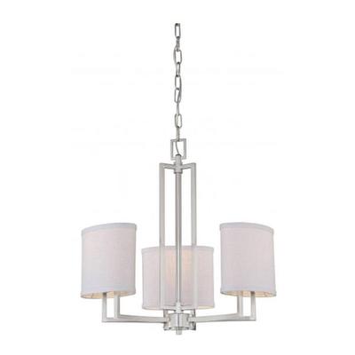 Nuvo Lighting 64757 - 3 Light Brushed Nickel Slate Gray Fabric Shades Chandelier Light Fixture (Gemini - 3 Light Chandelier w/ Slate Gray Fabric Shades)