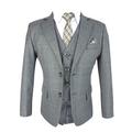 Boys Pageboy Grey Suit, 6 Piece Classic Kids Prom Suit with Tie and Hankie, 3 Years