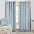 HOMESCAPES Blue Geometric Blackout Curtains Pair Width 117cm (46") x 182cm (72") Drop Genuine 3 Pass Blackout Lining Heavy Weight Jacquard Eyelet Curtain