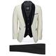 Mens 3 Piece Suit Tuxedo Ivory Cream Wedding Party Tailored Fit Black Shawl Lapel Dinner Jacket[TUX-SUIT-3039-9-CREAM,Cream,UK/US 54 EU 64,Trouser 48"]