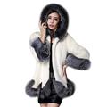 HOMEBABY Women Faux Fox Fur Coat, Plus Size Long Sleeve Parka Outwear (UK Size:12, White)