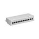 Goobay 69306 CAT 6 Patch Panel 12 Port / RJ45 Buchsen Netzwerkstecker / 250 MHz LAN Patchfeld / 1 HE Verteilerfeld / Mini Desktop Patchpanel Wandmontage / Grau