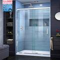 ELEGANT 1200 x 760mm Sliding Shower Door Modern Bathroom 8mm Easy Clean Glass Shower Enclosure Cubicle Door with Shower Tray and Waste