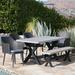 Red Barrel Studio® Durden Outdoor 6 Piece Dining Set w/ Cushions Stone/Concrete/Wicker/Rattan in Gray | 65 W x 33 D in | Wayfair