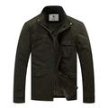 WenVen Men's Casual Cotton Jacket Outdoor Windbreaker Coat Classic Full-Zip Jacket Lightweight Jackets Army Green M