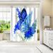 East Urban Home 71" x 74" Shower Curtain, Holly Blue Butterfly 1 by Suren Nersisyan Polyester in Blue/Gray | 74 H x 71 W in | Wayfair