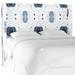 Dakota Fields Draeger Wingback Headboard Upholstered/Metal/Linen/Cotton in Blue/White | 55 H x 77 W x 11 D in | Wayfair