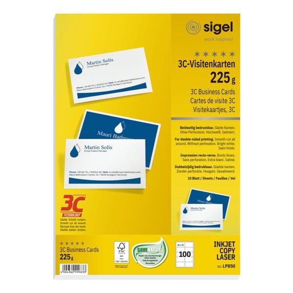 Sigel Visitenkarten LP850 weiß, 8.5x5.5 cm Image