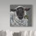 Trademark Fine Art Mary Miller Veazie Wren the Christmas Sheep - Wrapped Canvas Wrapped Canvas in Black/Green | 24 H x 24 W x 2 D in | Wayfair